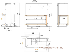 Топка Architektur-Kamin Eck 53/121/50 l/r