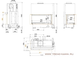 Топка Architektur-Kamin Eck 38/86/36 l/r